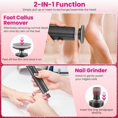 2-in-1 Electric Nail Sander Pen 3000mAh for Dead Skin Cracked Heels Home Salon