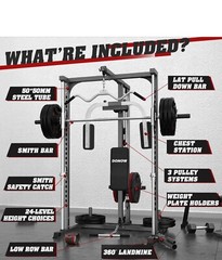 DONOWSmith Machine Power Cage Power Rack Squat Rack with Smith Bar Home Gym Syst