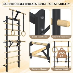 Wall Mounted Swedish Ladder Gym Stall Bar Pull Up Bar Home Fitness Workout