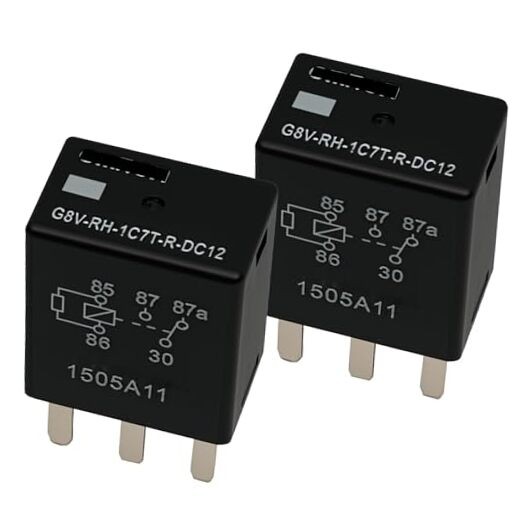 2Pcs G8V-RH-1C7T-R-DC12 Multi Purpose Fuel Pump Black Automotive Relay 12VDC