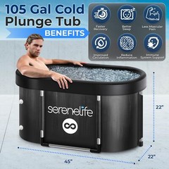 SereneLife 105 Gallon Portable Insulated Oval Ice Bath Tub for Athletes