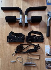 TOTAL GYM FIT W/XL SQUAT STAND,ATTACHMENTS,CARD DECK,WALL CHART,DVDS,MANUALS