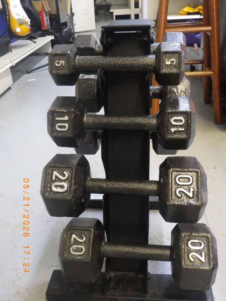 Cap Barbell 100 lb Cast Iron Hex Dumbbell Weight Set with Rack (TDY031407)