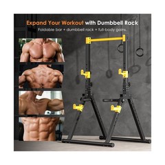 SogesPower Power Tower Pull Up Bar Station, Foldable Pull Up Dip Station Free…