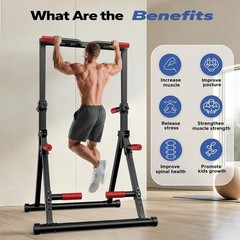 DOBESTS Power Tower Pull Up Bar Free Standing, Adjustable Foldable Pull Up St…