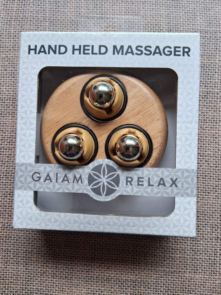 Gaiam Relax Wood Hand-Held Massager – 3.25 Inch Stress Relief Tool