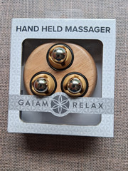 Gaiam Relax Wood Hand-Held Massager – 3.25 Inch Stress Relief Tool