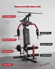 Multifunctional Home Gym Equipment Body Workout Station with Pulley System 400lb