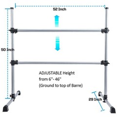 UMEKEN Wood/Aluminum/Steel Ballet Barre 4 Foot Portable Barre Bar Home Adjust…