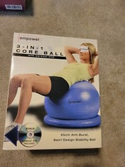 Empower Core Ball with DVD, 65 cm, Blue 3- In 1 Workout Exercise Ab