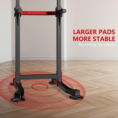 ZENOVA Pull Up Bar Dip Bar Squat Rack Workout Dip Station Height Adjustable F…