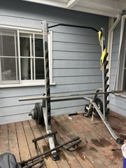 Hoist Squat Rack + Barbell + 2.5, 5, 10, 25, 45 Lb Plates