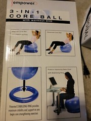 Empower Core Ball with DVD, 65 cm, Blue 3- In 1 Workout Exercise Ab