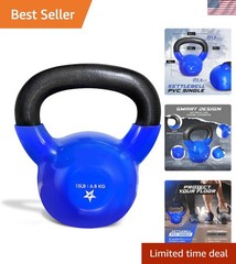 Durable 15 LB Cast Iron Kettlebell with Vinyl Coating for Easy Home Workouts