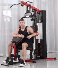 Multifunctional Full Home Gym System Workout Station with 122.5LB Weight Stack