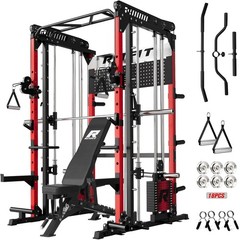 RitFit M1 Pro Smith Machine Package, All-in-One Power Cage with Weight Stack Set