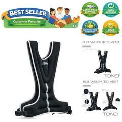 Tone Fitness 8 lb Neoprene Weighted Vest with Adjustable Fit & Reflective Strips