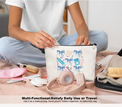 Smile Dental Care Makeup Bag, Cute Tooth & Bow Cosmetic Pouch for Dental Assista