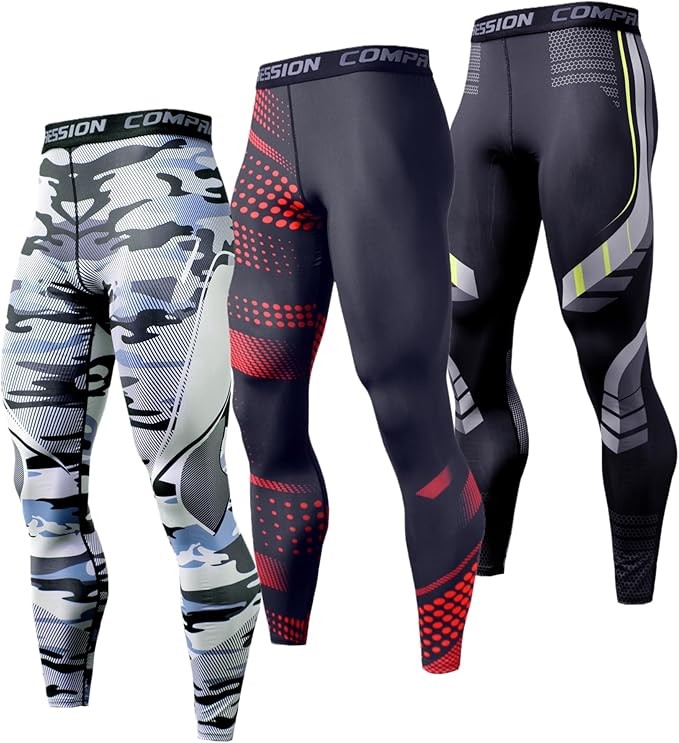 Men’s Compression Pants 3-Pack Sports Fitness Gym Running Tight Leggings