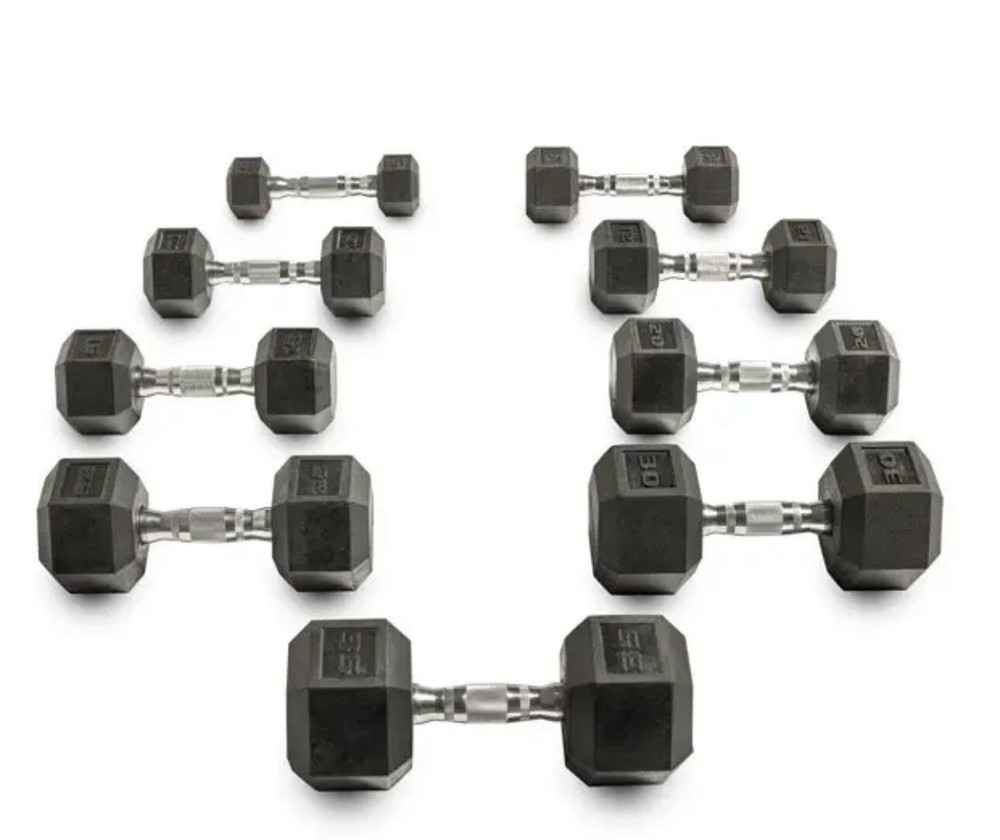 Fierce Strength Dumbbell set (Pair of 2) 25lb Rubber Hex.