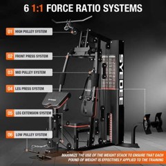 Home Gym150LBS Weight Stack fly machine Lat pulldown preacher curl All-In-One