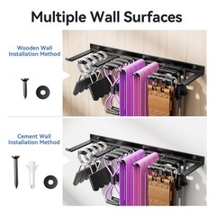 Wall Mounted Home Gym Equipment Storage Rack for Resistance Bands, Cable9254