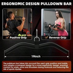 LAT Pulldown Bar & D Handle Attachment For Cable Machine Tricep Back Arm Workout