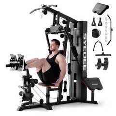 Home Gym150LBS Weight Stack fly machine Lat pulldown preacher curl All-In-One