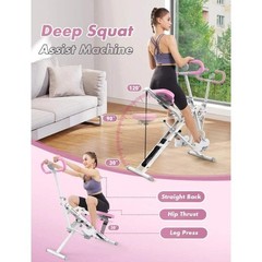 Home Squat & Row Machine – Adjustable 4 Resistance Bands for Full Body