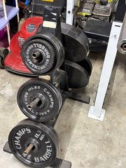 used bench press with leg press and lat pull down and free wights