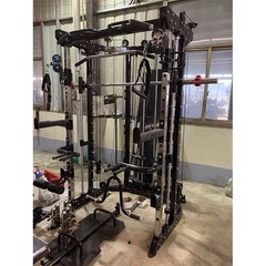 Multi-Station Adjustable Gym Smith Machine Lat Pulldown Black/Silver