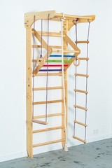 Stall Bars in Wooden Swedish Ladder Set w/ Fixed Pull Up Bar – Home playground
