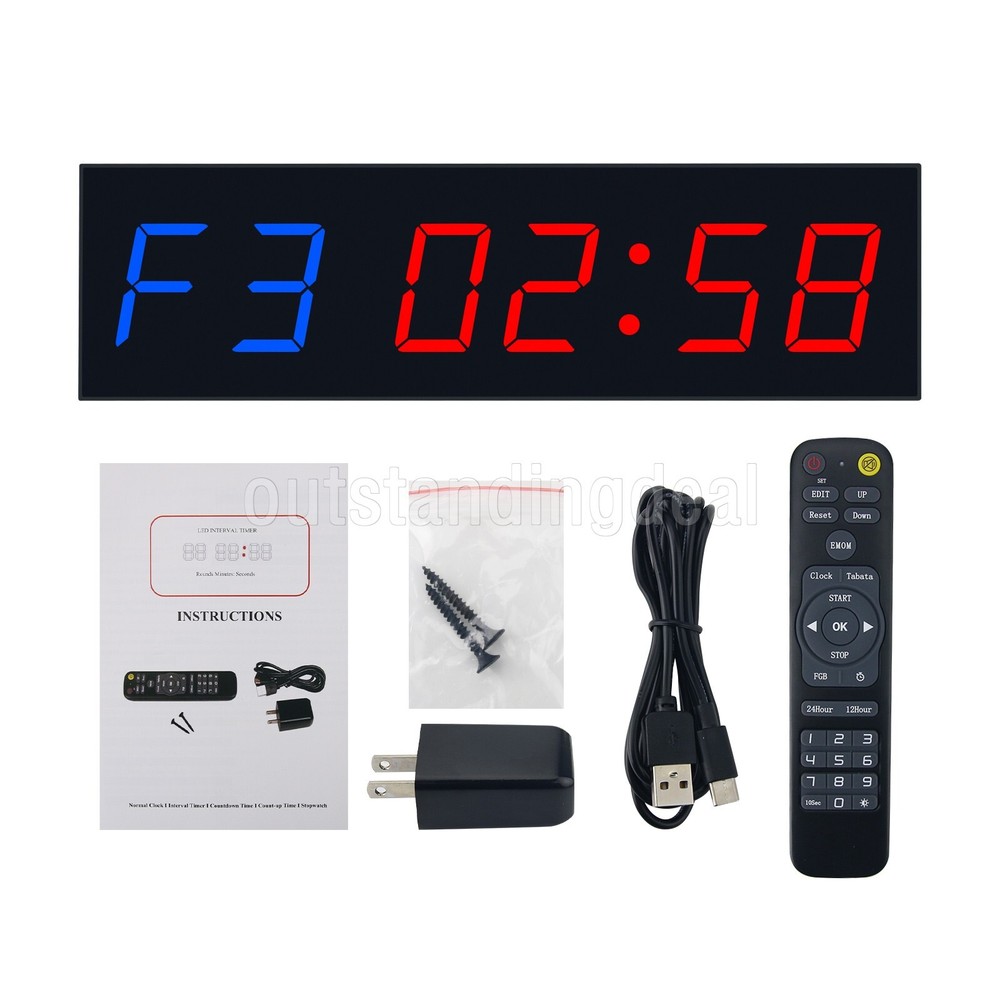 1.8″ 6-Digit LED Gym Timer Boxing Timer Supports Countdown Count-up ot25
