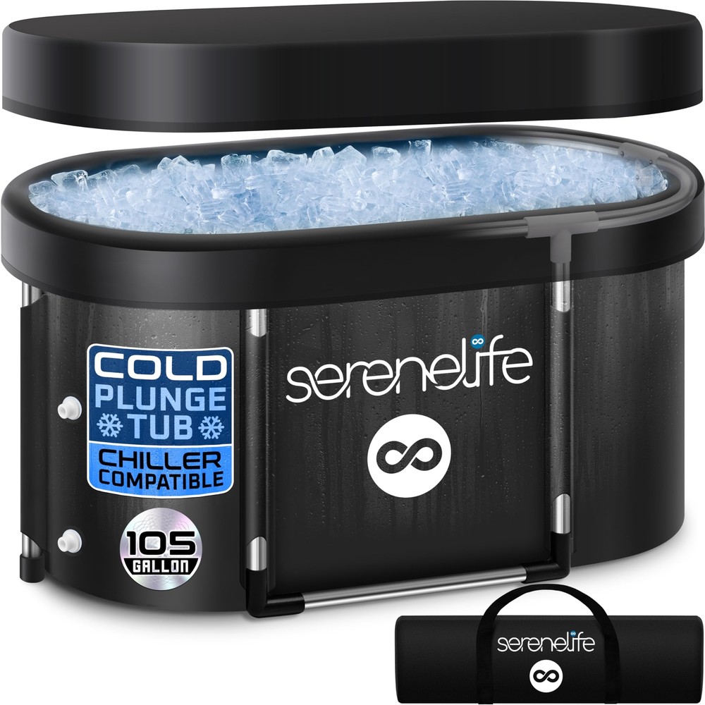 SereneLife 105 Gallon Portable Insulated Oval Ice Bath Tub for Athletes