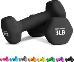 Home Gym Dumbbell Set Cast Iron Neoprene 3lb Non-Slip Grip Yoga Pilates