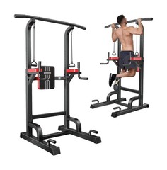 Pooboo Power Tower Dip Station Pull Up Bar for Fitness Home Gym Workout,450 P…