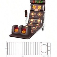 Full Body Heated Massage Mat with 10 Vibration Nodes & Remote – Brown