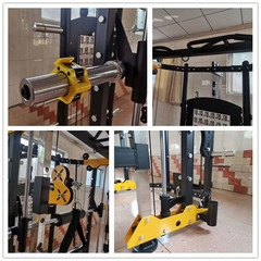 Multi-Station Adjustable Gym Smith Machine Lat Pulldown Black/Silver