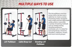 Pull Down & Low Row Cable Machine Home LAT Pulley System for Full Body Workout