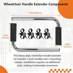 2 Pack Wheelchair Handle Extenders (300lbs Weight Capacity) Stroller Handle