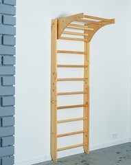 Wooden Wall Stall Bars with Adjustable Pull up Bar – Suitable for Home, School