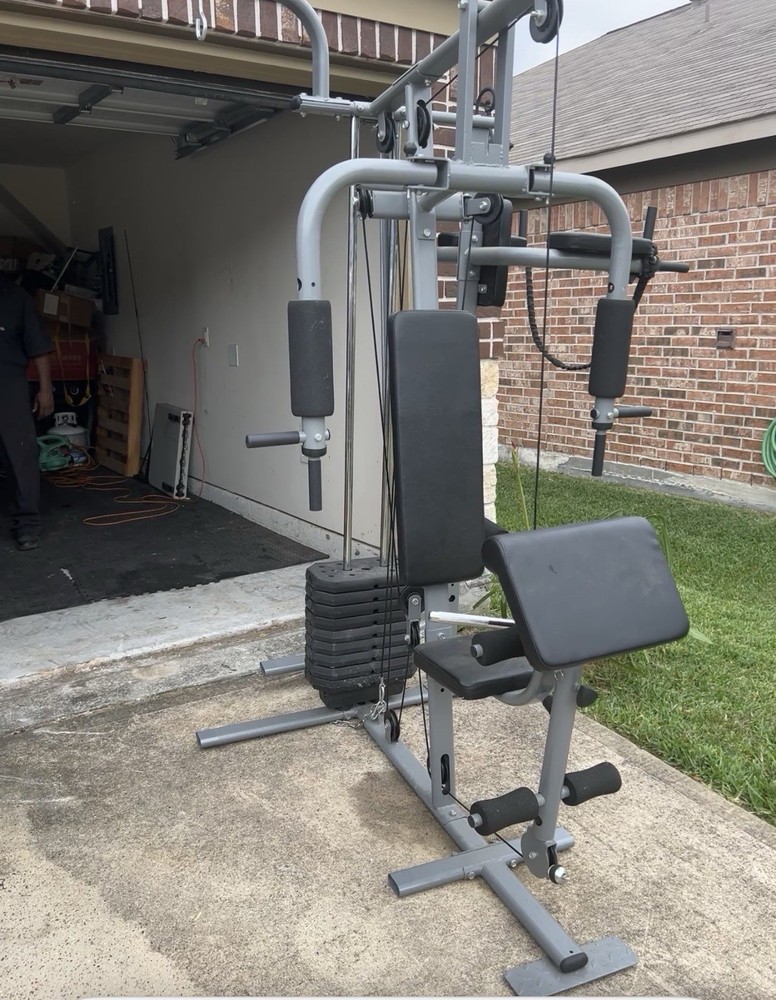 Adjustable Home Gym Multi-Station Weight Machine w/ Weight Stack & Punching bag