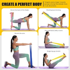 HPYGN Resistance Bands, Exercise Physical 4.9ft, 1-Yellow/Pink/Blue