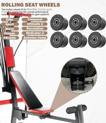 For Bowflex Rolling Seat Trolley Wheels Blaze Classic Elite Motivator 2 PR1000