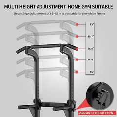 Power Tower Adjustable Height Pull Up & Dip Station Multi-Function Home Strength