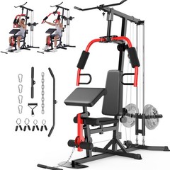 Home Gym, Workout Station with High/Low Pulley System, Multifunctional Home Gym