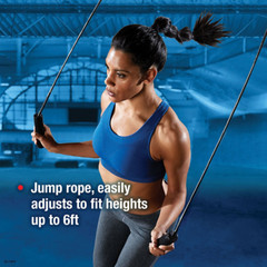 Home Gym Essentials Kit, Includes Jump Rope, Push-Up Bars, Ab Wheel and Medium R