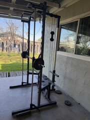 OppsDecor Adjustable Home Gym Power Rack Set, Bench, Barbell, Plates, Black