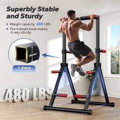 DOBESTS Power Tower Pull Up Bar Free Standing, Adjustable Foldable Pull Up St…