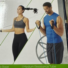 GAIAM Home Gym Kit, Includes Jump Rope, Push-Up Bars, Ab Wheel, Resistance Tube